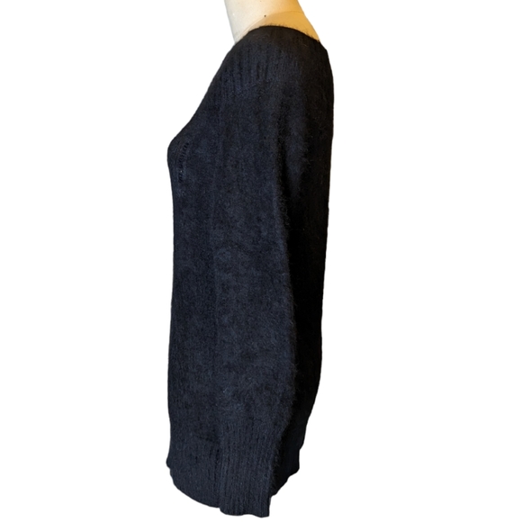 Armani Exchange Fuzzy Soft Angora Black Sweater With Beaded Branding Women's LG - Picture 3 of 7